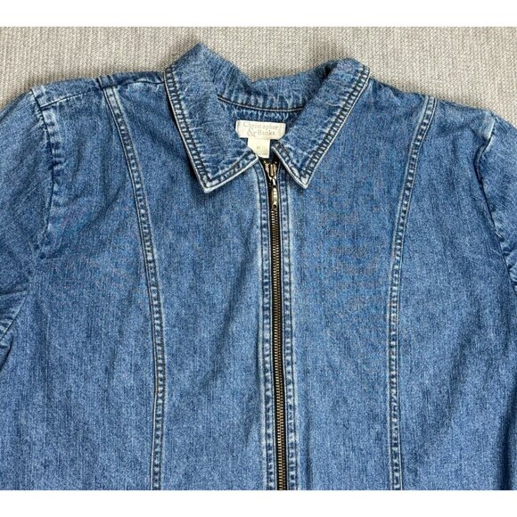 Christopher Banks Womens Blue Denim Jacket Full Zip Embroidered Flowers Medium - Picture 7 of 16